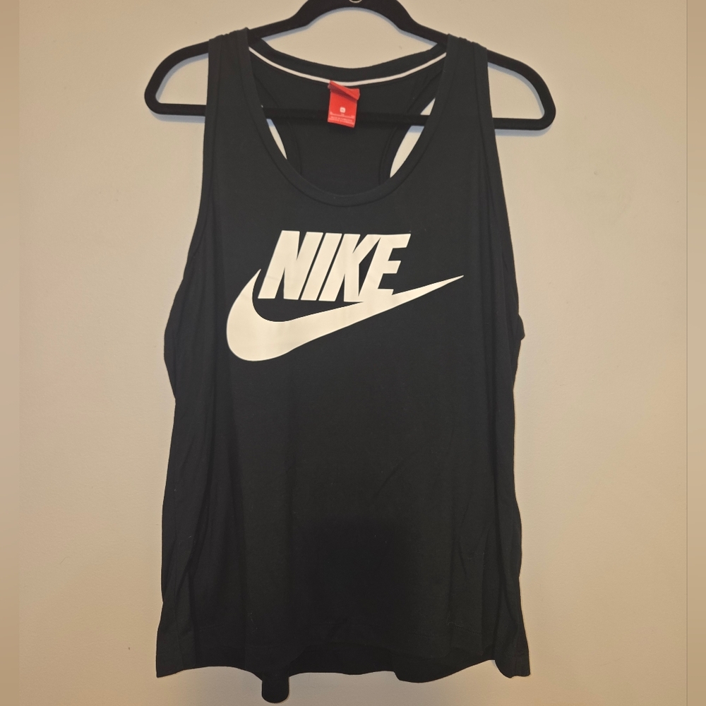 Nike Women's Black and White Logo Tank Top